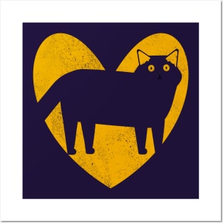 Cat Lover Heart - Golden Yellow Posters and Art